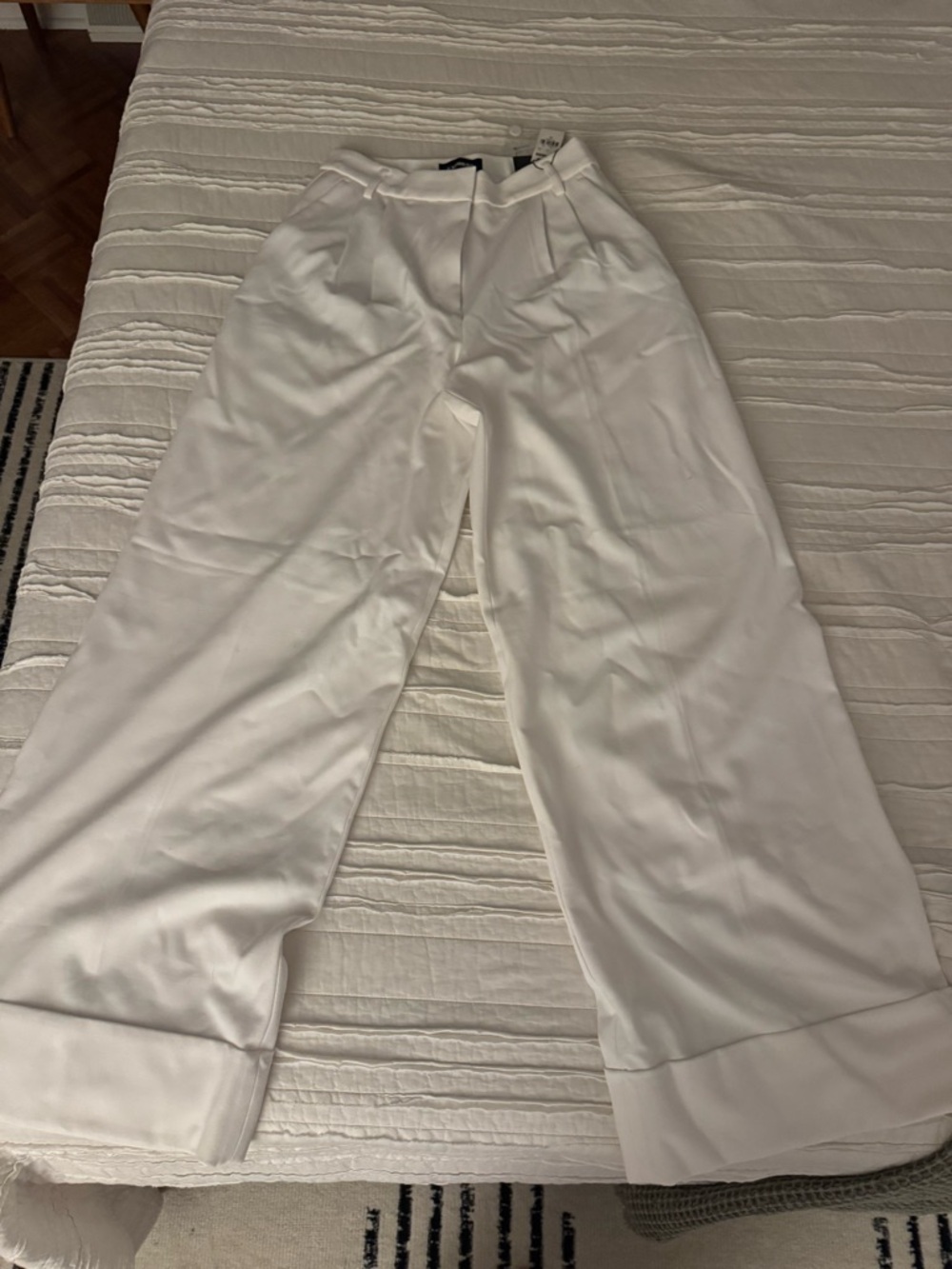 Express White Wide-Leg High-Rise Trousers